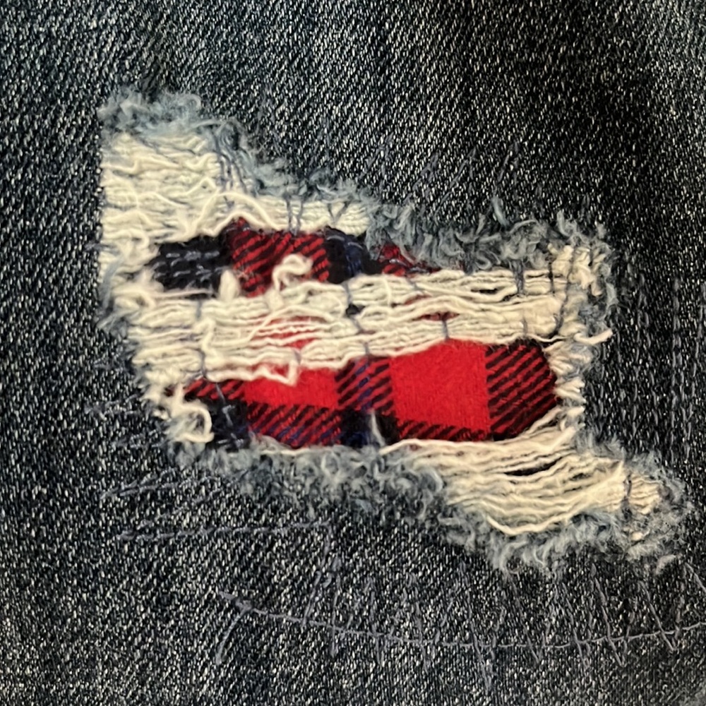 Talbots Boyfriend Patchwork Plaid Distressed Jean… - image 7